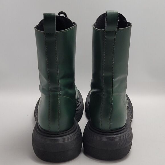 SVegan Gouache Vegan Leather Platform Combat Lace Up Boot Green Size 41 - Picture 3 of 13